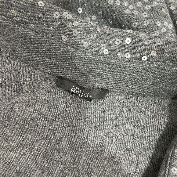 Pure Amici Gray Cotton Blend Sequined Button Down Shirt Size XL - Picture 4 of 10